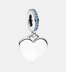 Charm Pendant Pierre Bleue Cœur Gravable Pandora