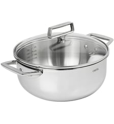 Faitout inox anses fixes et couvercle en verre Castel'Pro Cristel