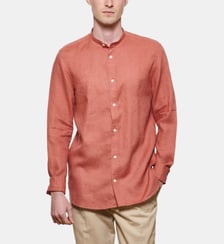 Chemise en lin corail col Mao coupe droite Atelier Privé
