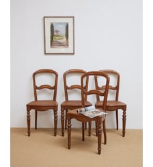 Lot de 4 chaises cannage Claude N°1468- Produit chiné Debongout