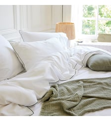 Housse de Couette en satin de coton lavé, RÊVE SATINÉ Blanc Cerise