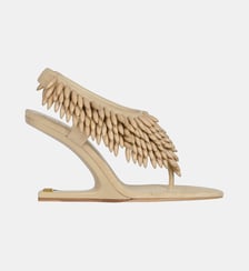 Sandales No Wedge en cuir suédé et perles Balmain
