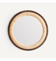 Miroir rond en rotin bicolore, diamètre 91 cm AM.PM