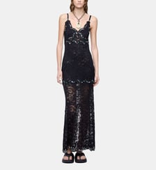 Robe longue en dentelle brodée à la main Rabanne