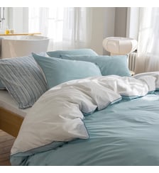 Housse de couette en percale de coton lavé, DOUCEUR LAVÉE Blanc Cerise