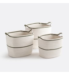 Lot de 3 paniers rectangulaires en coton La Redoute Interieurs