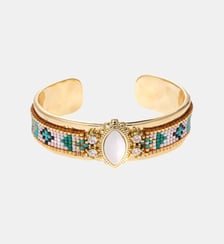 Bracelet jonc perles tissées cabochon central IZMYRE Hipanema