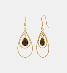 Boucles d'oreilles dorées quartz vert - selma Caroline Najman