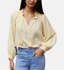 Blouse manches longues col v uni BRISKA La Petite Etoile