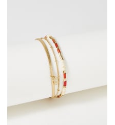 bracelet cuirs et chaines Appoline Metallic Gold & Bamboo Flowers for Zoe