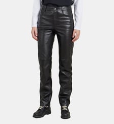 pantalon slim Hina noir en cuir souple Agnès b.