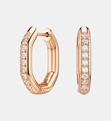 Anneaux d'oreilles Dextera, Forme octogonale, Petites, Doré à l’or rose 18 carats (750/1000) Swarovski