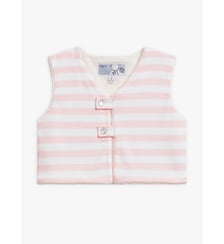 gilet Nacre en jersey de coton rayé blanc et gris Agnès b.