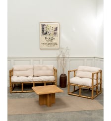 Salon en bambou et tissu Jacques N°142- Produit chiné Debongout