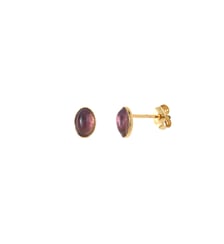Boucles d'oreilles dorées amethyste - cab ovale Caroline Najman