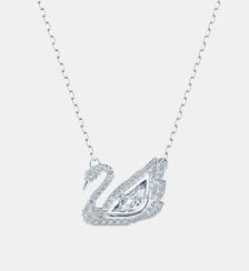 Collier Swan, Cygne dansant, Métal rhodié Swarovski