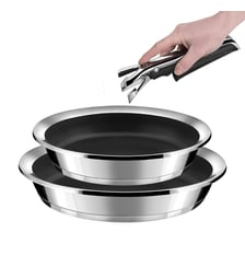 Ycône - 2 poêles avec revêtement céramique 24/28 cm et 1 poignée Cuisinox