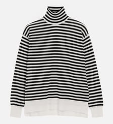 Pull marinière col roulé unisexe en laine et soie AMI Paris