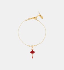 Bracelet mini ballerine en tutu pavé de strass rouges Les Néréides