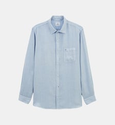 Chemise manches longues unie en lin Serge Blanco