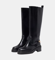 Bottes plates en cuir détail chaine Maje