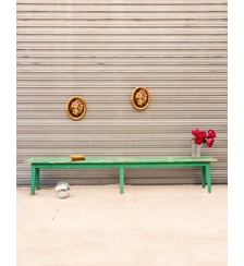 Banc en bois vert Antoine N°467- Produit chiné Debongout