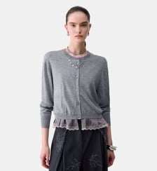Cardigan en laine avec détail lingerie Liu Jo