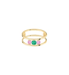 Bague HULA HOOP Trilogie - Émeraude et saphirs roses, poids total 0,40ct approx.  - Or jaune 750‰ La Brune & La Blonde