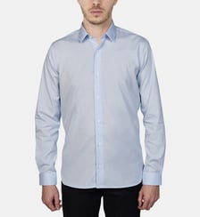 Chemise ciel petit col en twill uni coupe cintrée Atelier Privé