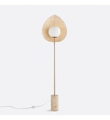 Lampadaire opaline, rotin et travertin La Redoute Interieurs
