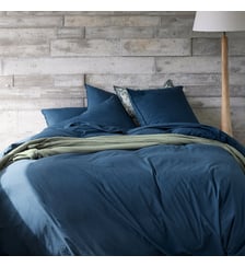 Housse de couette en percale de coton lavé, DOUCEUR LAVÉE Blanc Cerise