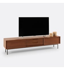 Meuble TV, 2 portes et 2 tiroirs, en plaqué noyer La Redoute Interieurs