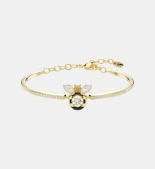 Bracelet-jonc Idyllia, Abeille, Doré à l’or 18 carats (750/1000) Swarovski