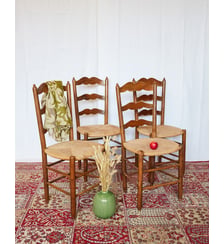 Lot de 4 chaises en paille Claude N°1433- Produit chiné Debongout