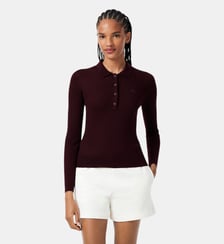 Pull col polo en jersey de laine Lacoste