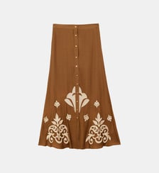 Jupe longueur midi évasée imprimé broderie JAELA La Petite Etoile