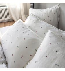 Taie d'oreiller en gaze de coton, MILLE ET UNE FEUILLES Blanc Cerise