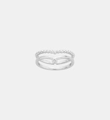 Bague double Indécise en Argent avec diamant blanc La Garçonne Diamant
