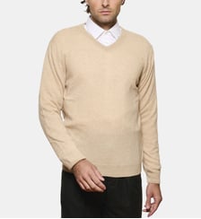 Pull col V beige en cachemire Atelier Privé