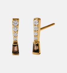 Boucles d’oreilles en or jaune 9K avec diamants et quartz bruns Aristocrazy
