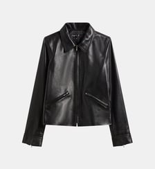 blouson Leslie en cuir d'agneau noir Agnès b.