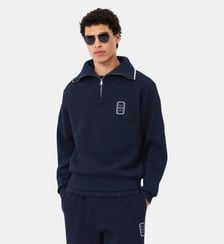 Sweatshirt col montant zippé badge loose fit Lacoste