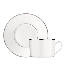 Tasse à thé avec soucoupe en porcelaine finition platine - ALBI Christofle
