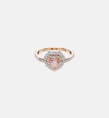 Bague avec motif One, Taille cœur, Pavé, Cœur, Rose, Doré à l’or rose 18 carats (750/1000) Swarovski