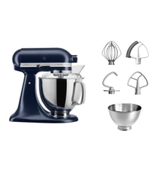 Robot pâtissier 5KSM175PSEIB bleu encre, 4,8 L, bol avec poignée + bol 3 L, batteur souple et couvercle Kitchenaid