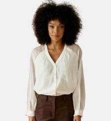 Blouse manches longues col v uni BERTINO La Petite Etoile