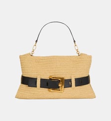 Sac Anthem Medium en crochet et cuir lisse Balmain
