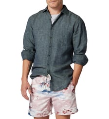 Chemise unie slim en lin manches longues Coromandel unisexe Rodd & Gunn