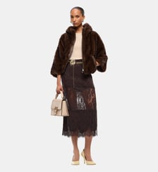 Veste à capuche en fourrure synthétique Pinko