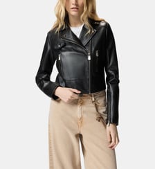 Blouson de motard en cuir nappa Pinko